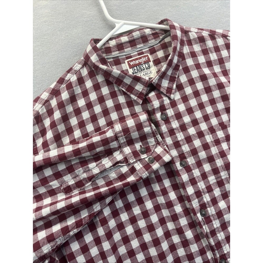 Wrangler Jeans Co Long Sleeve Red Gingham Check Oxford Casual Shirt Mens Sz 2XL